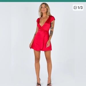 PRINCESS POLLY RED WRAP DRESS Size 8